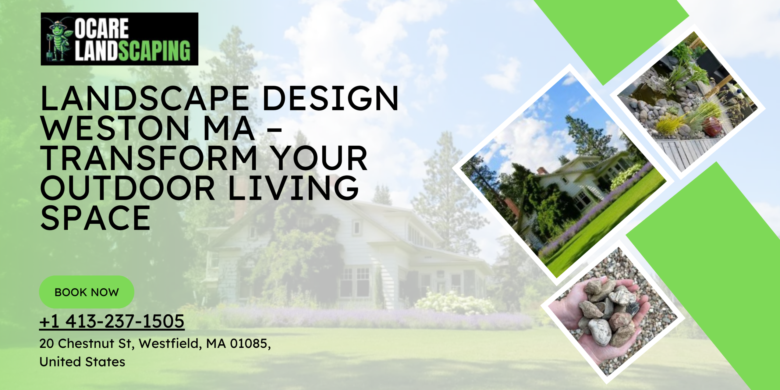 Beautiful Landscape Design Weston MA featuring a modern garden patio and lush greenery