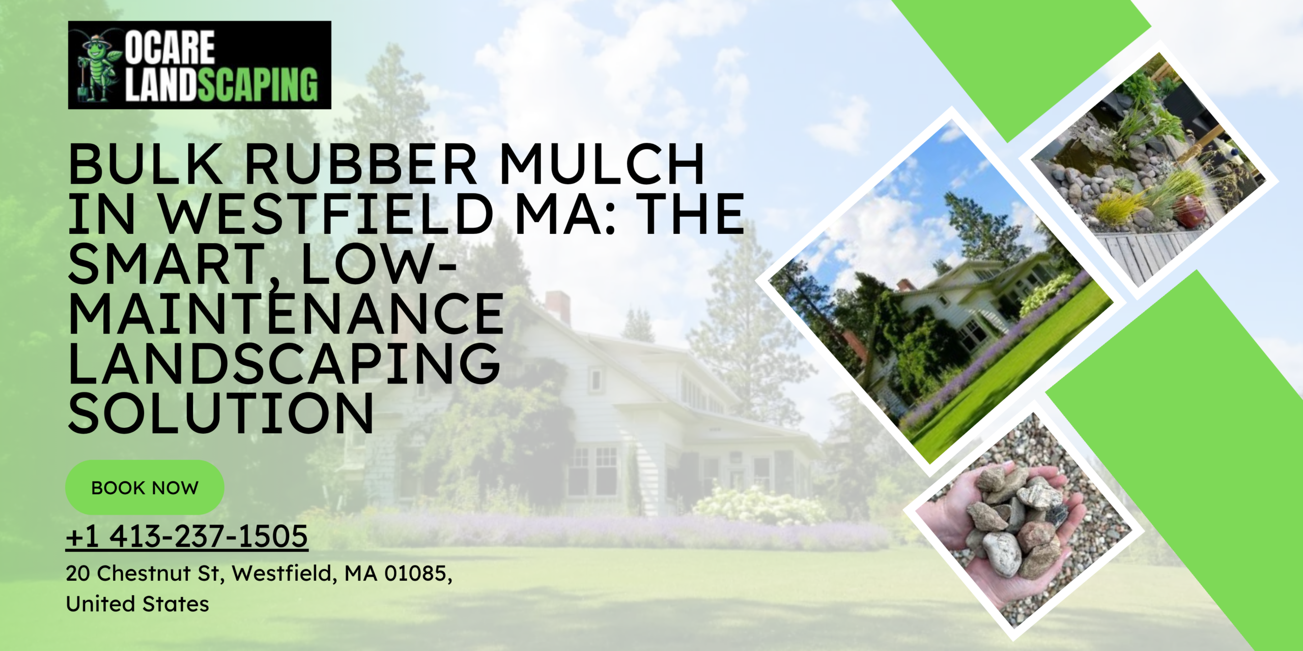 Bulk rubber mulch installed in a landscaped garden in Westfield MA